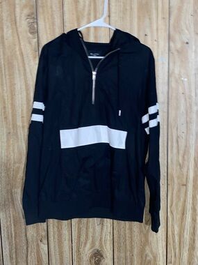 Forever 21 Black Half-Zip Sweater with White Stripe Accents